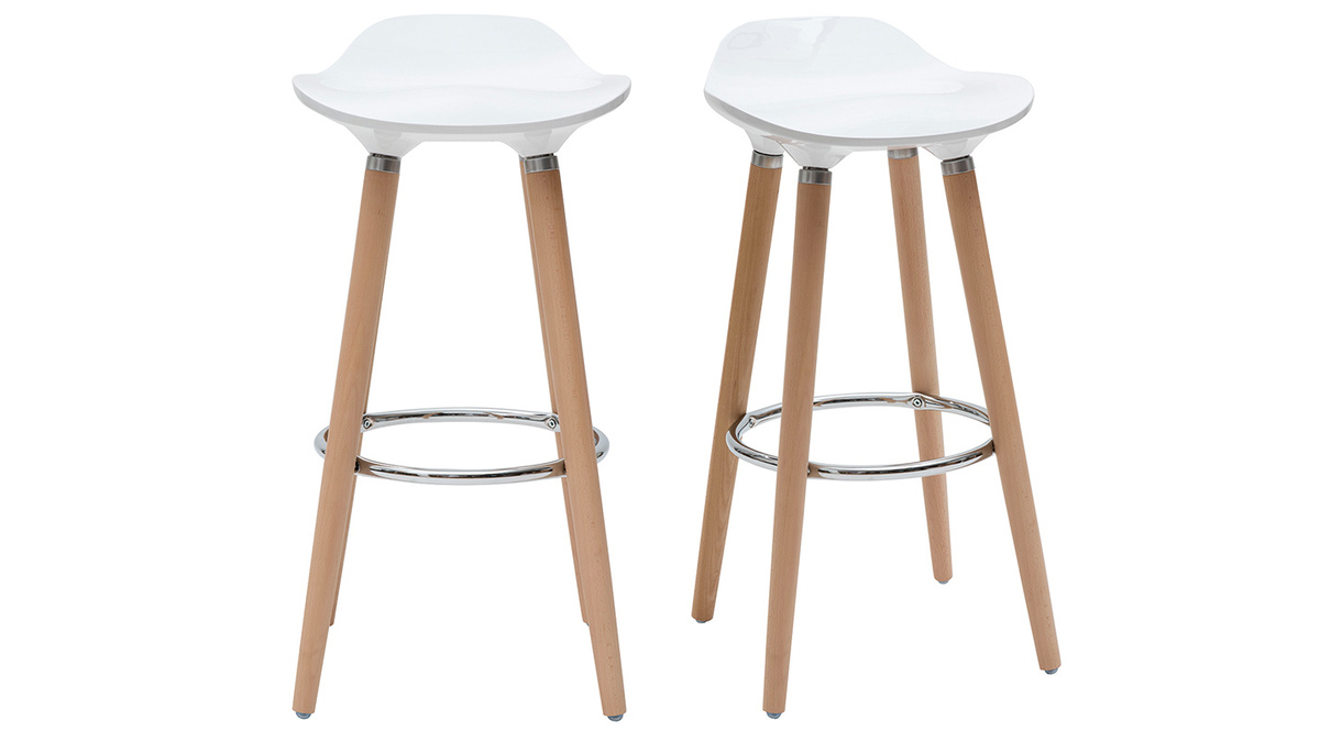 Tabourets de bar scandinaves blancs (lot de 2) GILDA