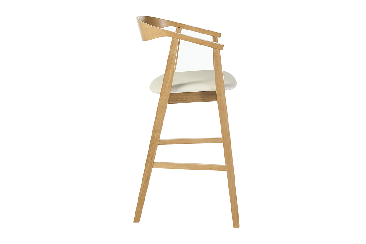 Tabourets de bar scandinaves blancs et bois clair H66.5 cm (lot de 2) BAHIA