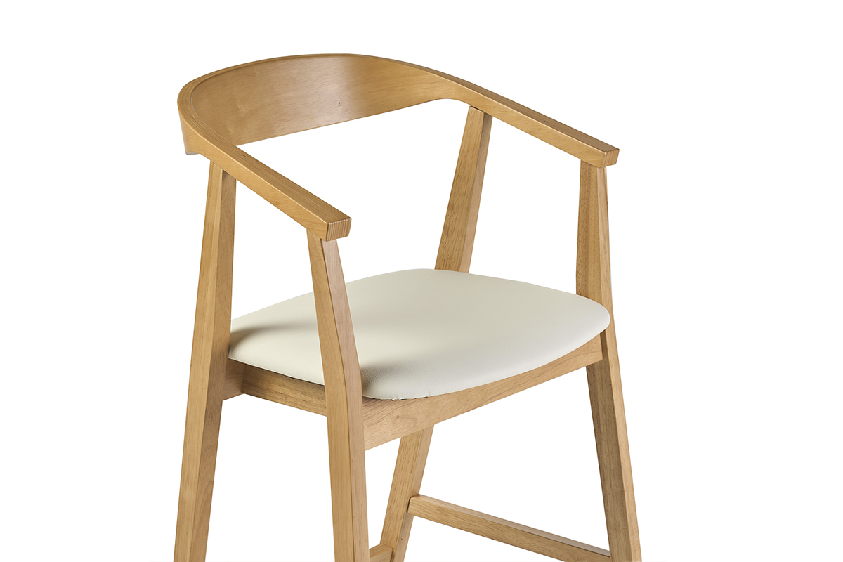 Tabourets de bar scandinaves blancs et bois clair H66.5 cm (lot de 2) BAHIA