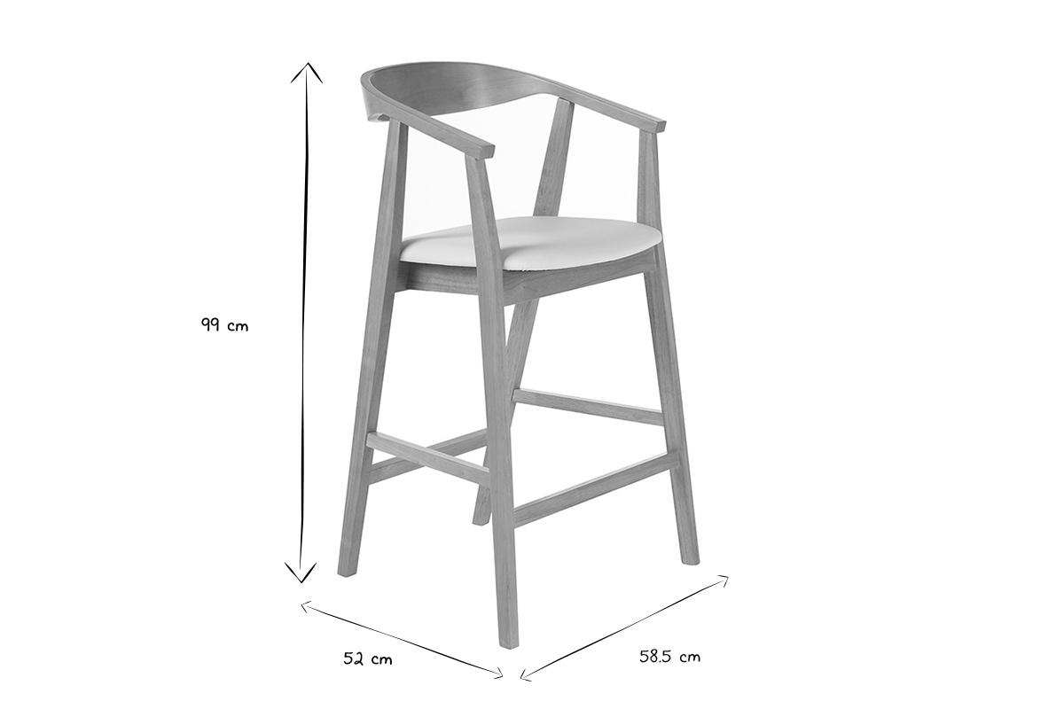 Tabourets de bar scandinaves blancs et bois clair H66.5 cm (lot de 2) BAHIA