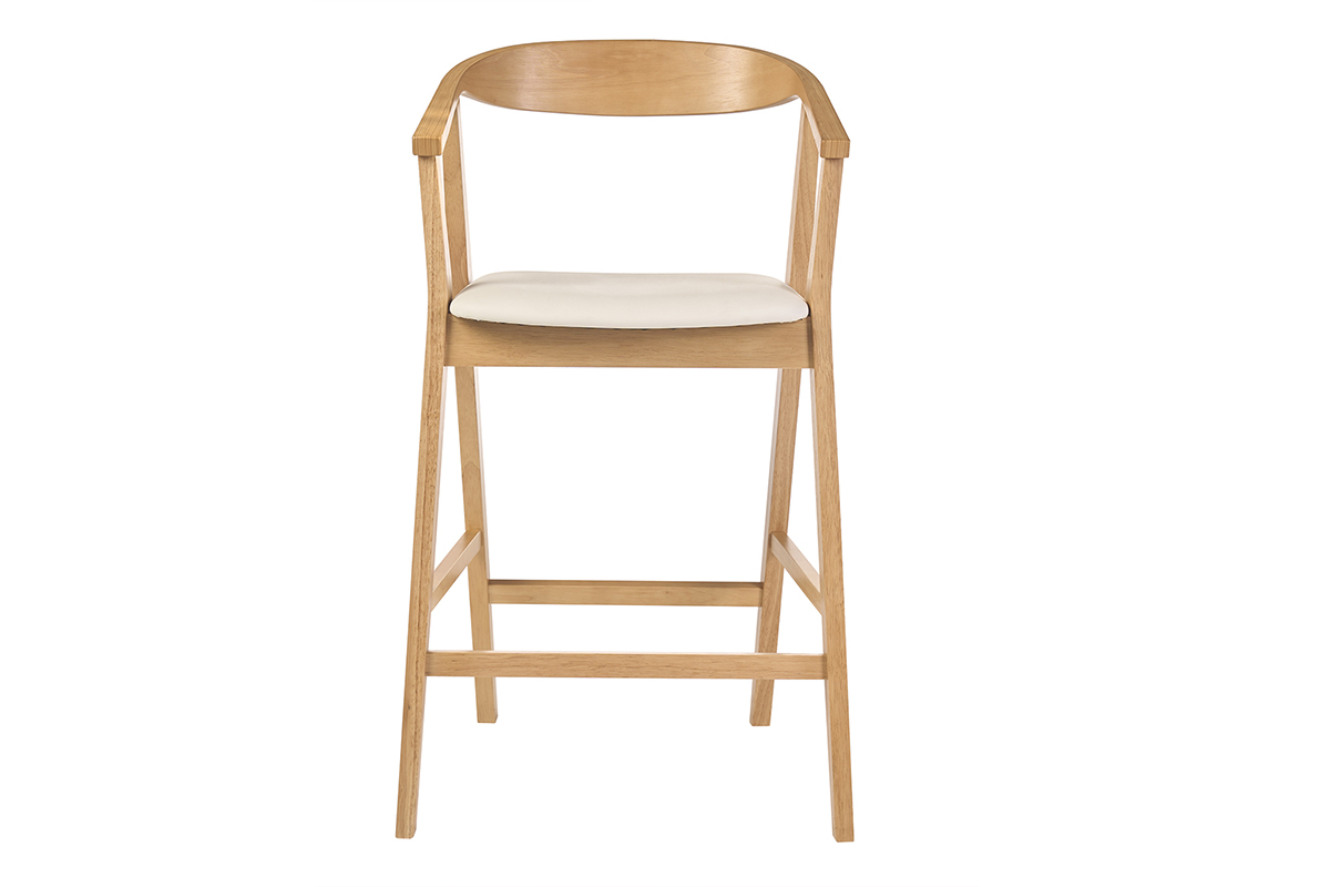 Tabourets de bar scandinaves blancs et bois clair H66.5 cm (lot de 2) BAHIA