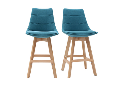 Tabourets de bar scandinaves bleu canard 65 cm (lot de 2) MATILDE - Miliboo & St&eacute;phane Plaza