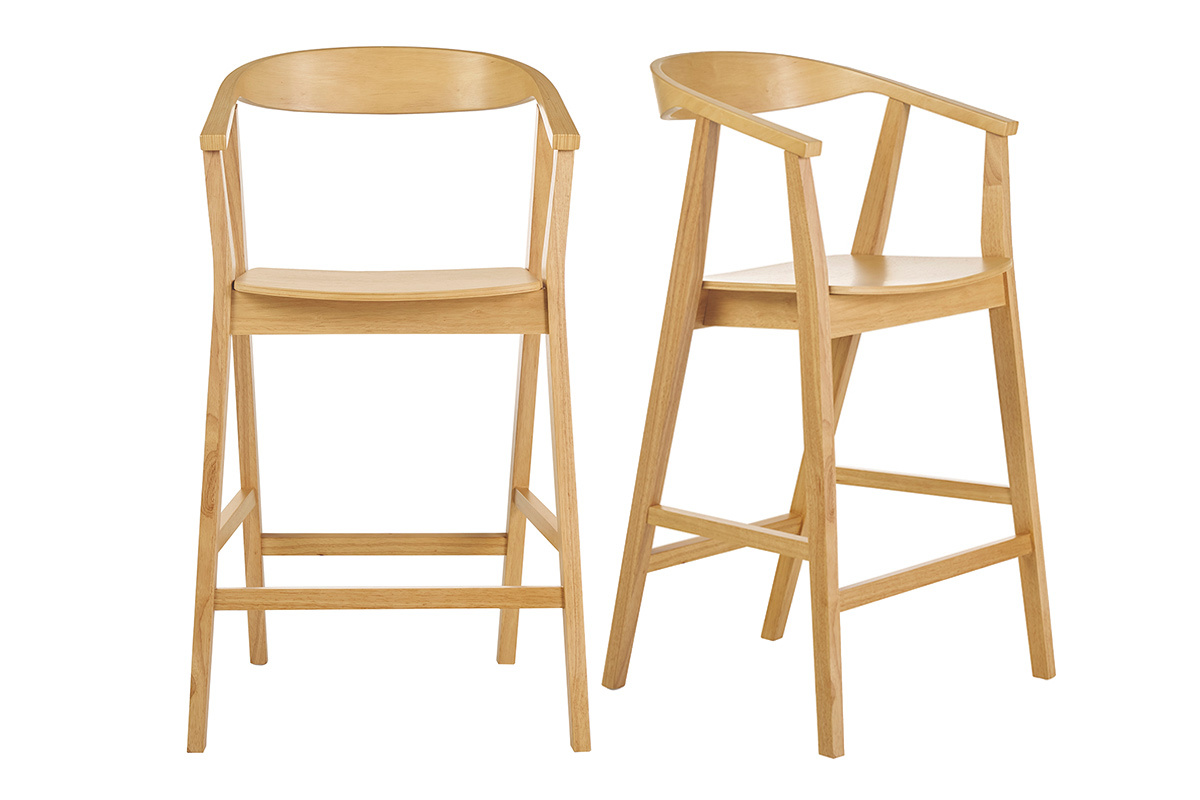 Tabourets de bar scandinaves en bois clair (lot de 2) BAHIA