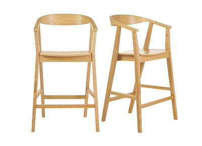 Tabourets de bar scandinaves en bois clair H66.5 cm (lot de 2) BAHIA