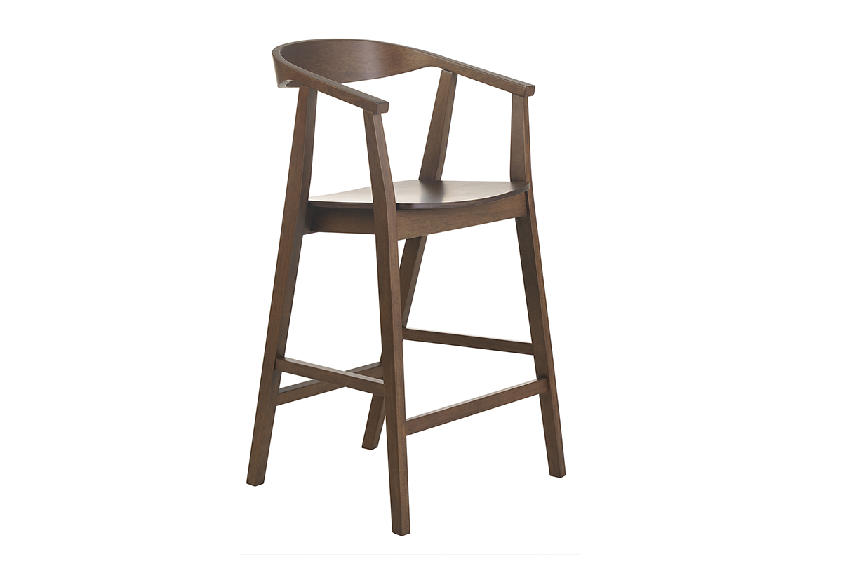 Tabourets de bar scandinaves en bois fonc� H66.5 cm (lot de 2) BAHIA