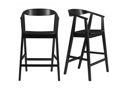 Tabourets de bar scandinaves en bois noir (lot de 2) BAHIA