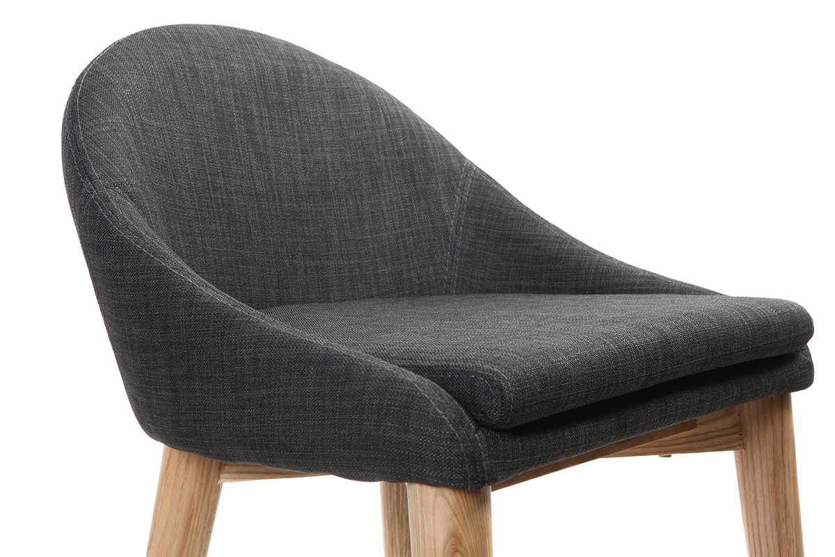 Tabourets de bar scandinaves en tissu gris anthracite et frne massif H66 cm (lot de 2) DALIA