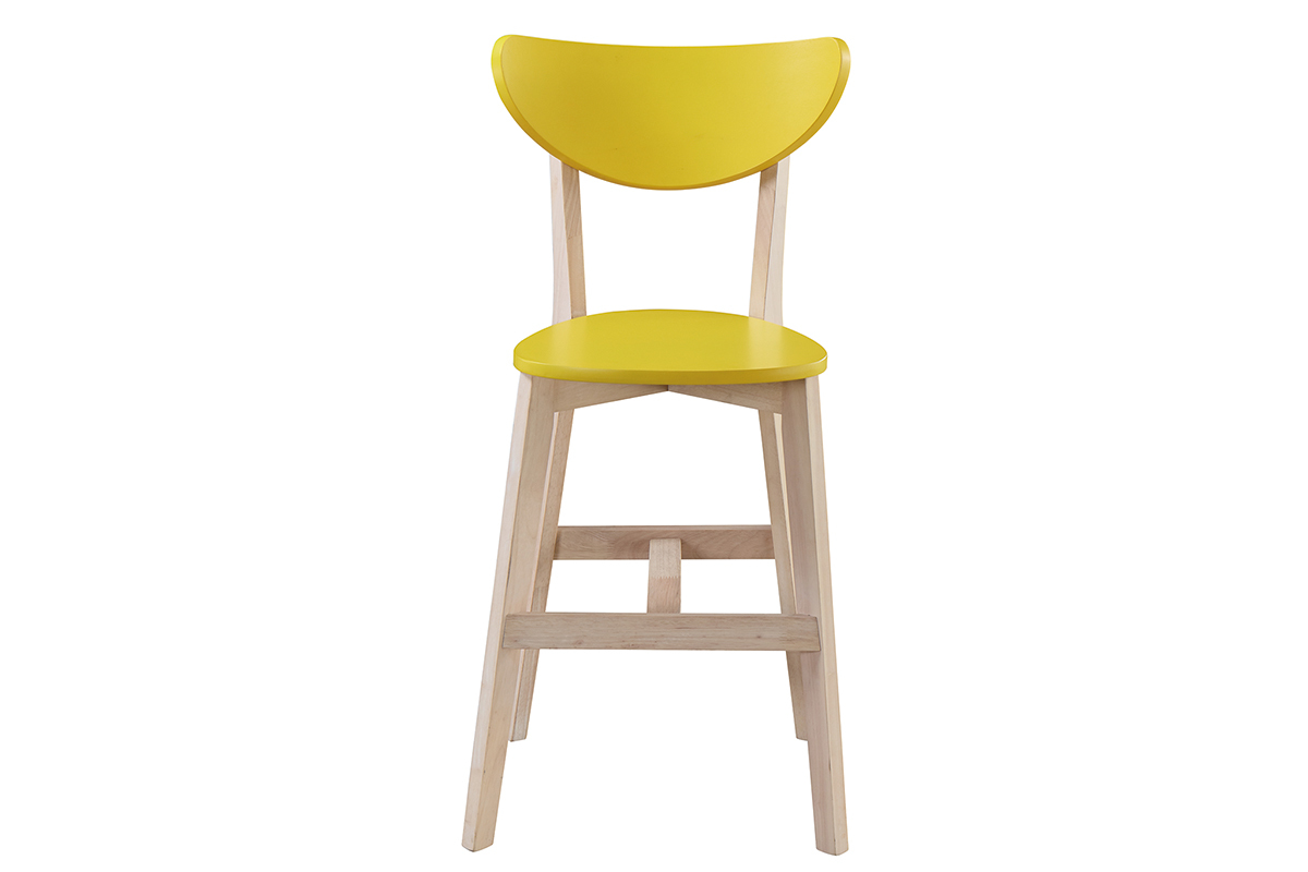 Tabourets de bar scandinaves jaune et bois H65 cm (lot de 2) LEENA