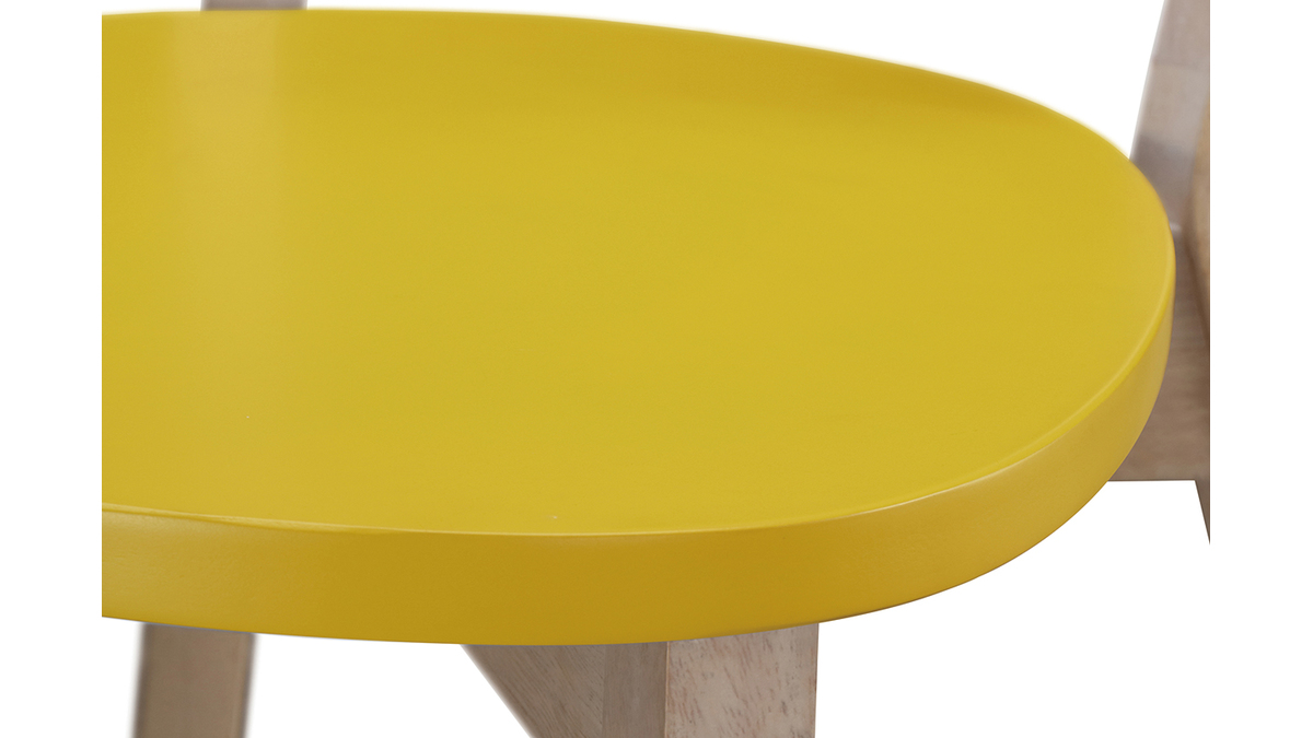 Tabourets de bar scandinaves jaune et bois H65 cm (lot de 2) LEENA