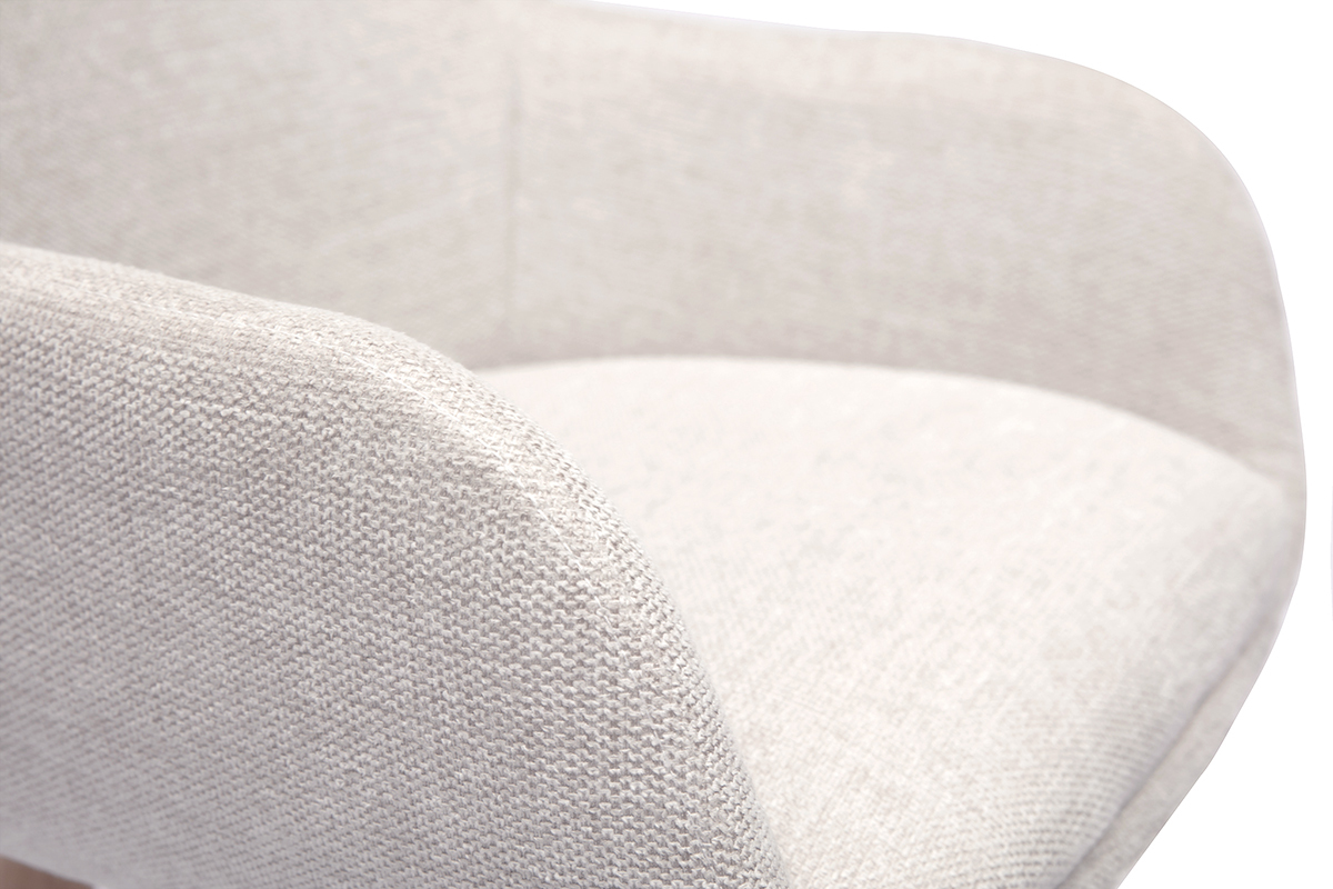 Tabourets de bar scandinaves pivotants 360 en tissu effet velours textur beige et bois clair H65 cm (lot de 2) ALESS