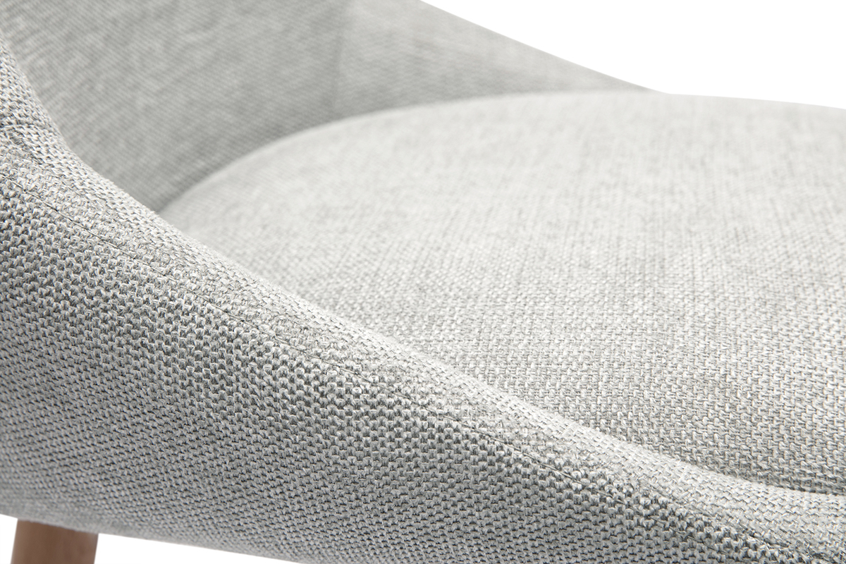 Tabourets de bar scandinaves pivotants 360 en tissu effet velours textur gris et bois clair H65 cm (lot de 2) ALESS