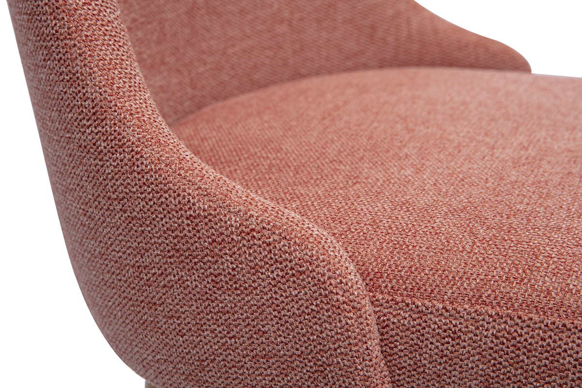 Tabourets de bar scandinaves pivotants 360 en tissu effet velours textur terracotta et bois htre massif H65 cm (lot de 2) HASTA
