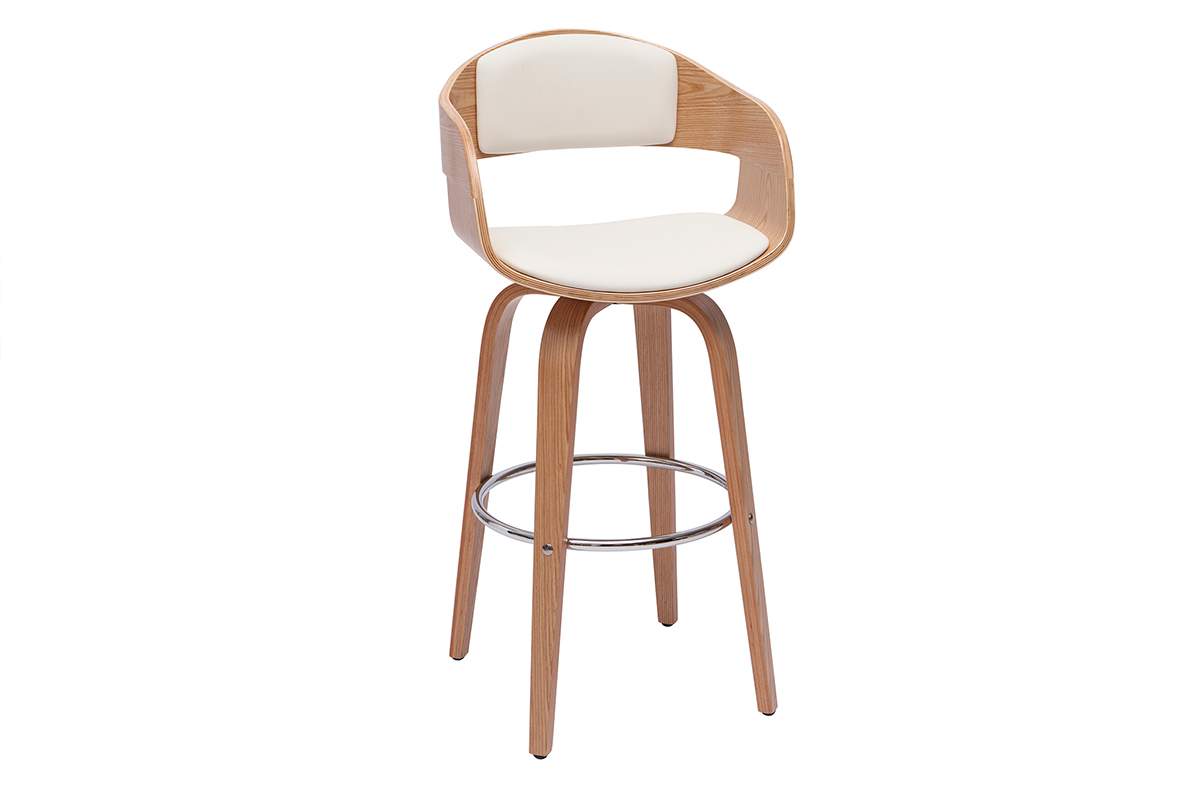 Tabourets de bar scandinaves pivotants 360� en bois clair H67.5 cm (lot de 2) GAO