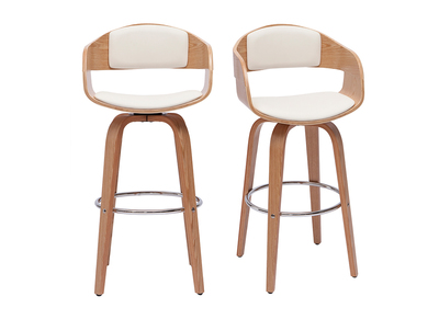 Tabourets de bar scandinaves pivotants 360&deg; en bois clair H67.5 cm (lot de 2) GAO