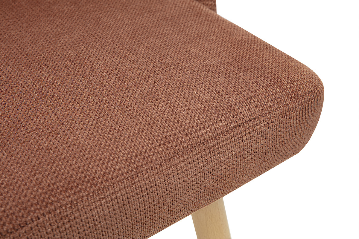 Tabourets de bar scandinaves pivotants 360� en tissu chenille terre br�l�e et bois h�tre massif H65 cm (lot de 2) HASTA