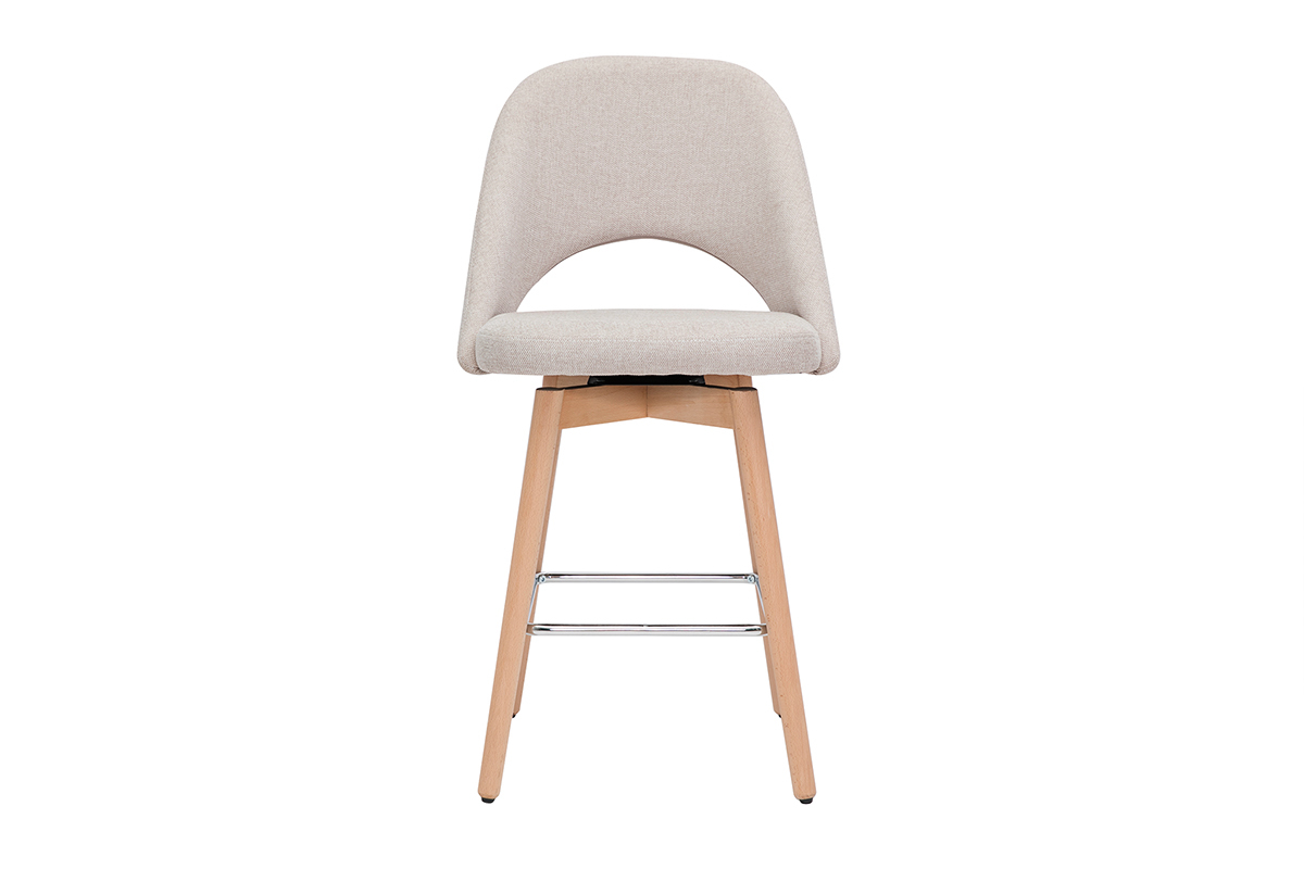 Tabourets de bar scandinaves tissu effet velours textur beige et hva massif 65 cm (lot de 2) COSETTE