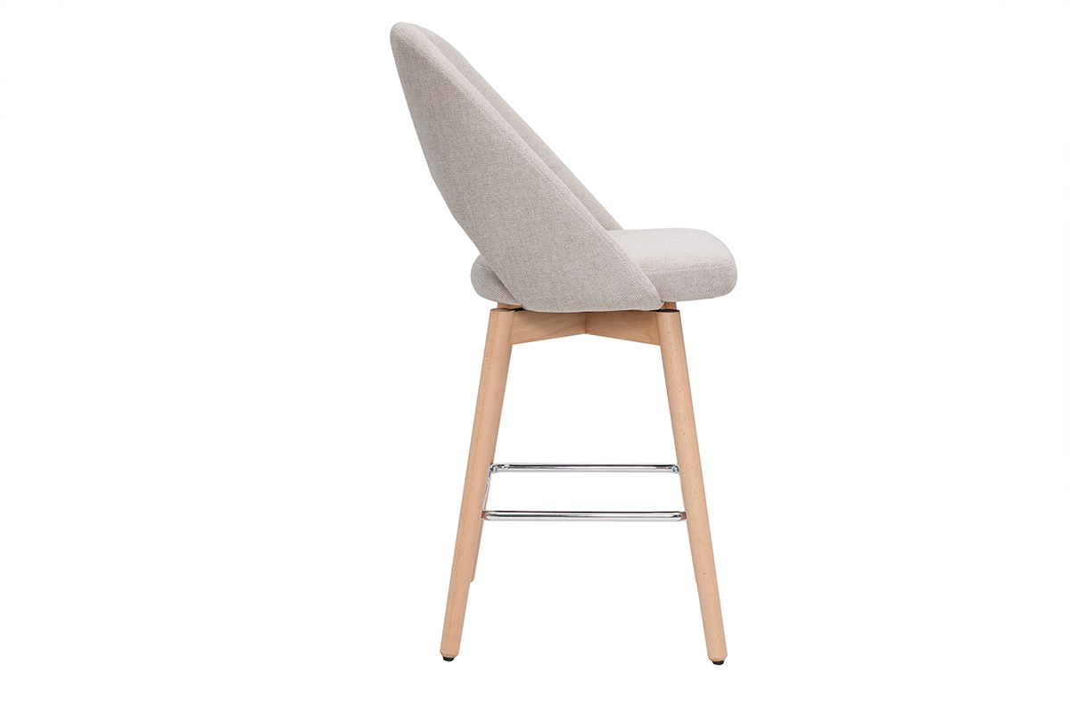 Tabourets de bar scandinaves tissu effet velours textur beige et hva massif 65 cm (lot de 2) COSETTE