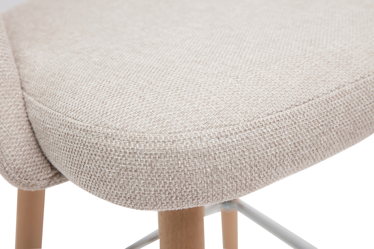 Tabourets de bar scandinaves tissu effet velours textur beige et hva massif 65 cm (lot de 2) COSETTE