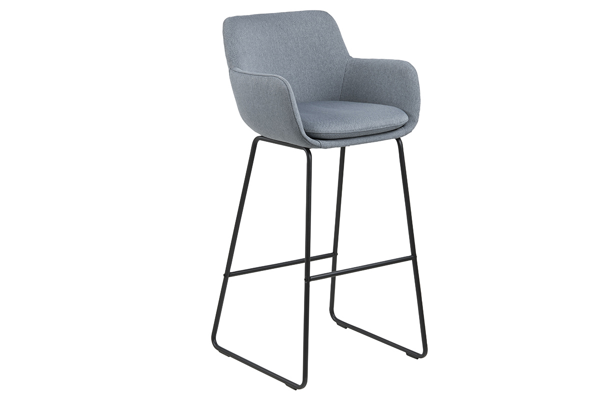 Tabourets de bar tissu gris bleu H75 cm (lot de 2) AMICA