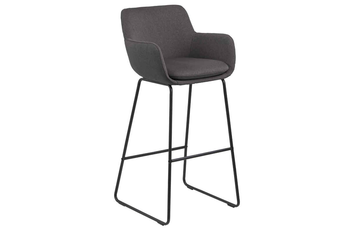 Tabourets de bar tissu gris fonc� H75 cm (lot de 2) AMICA