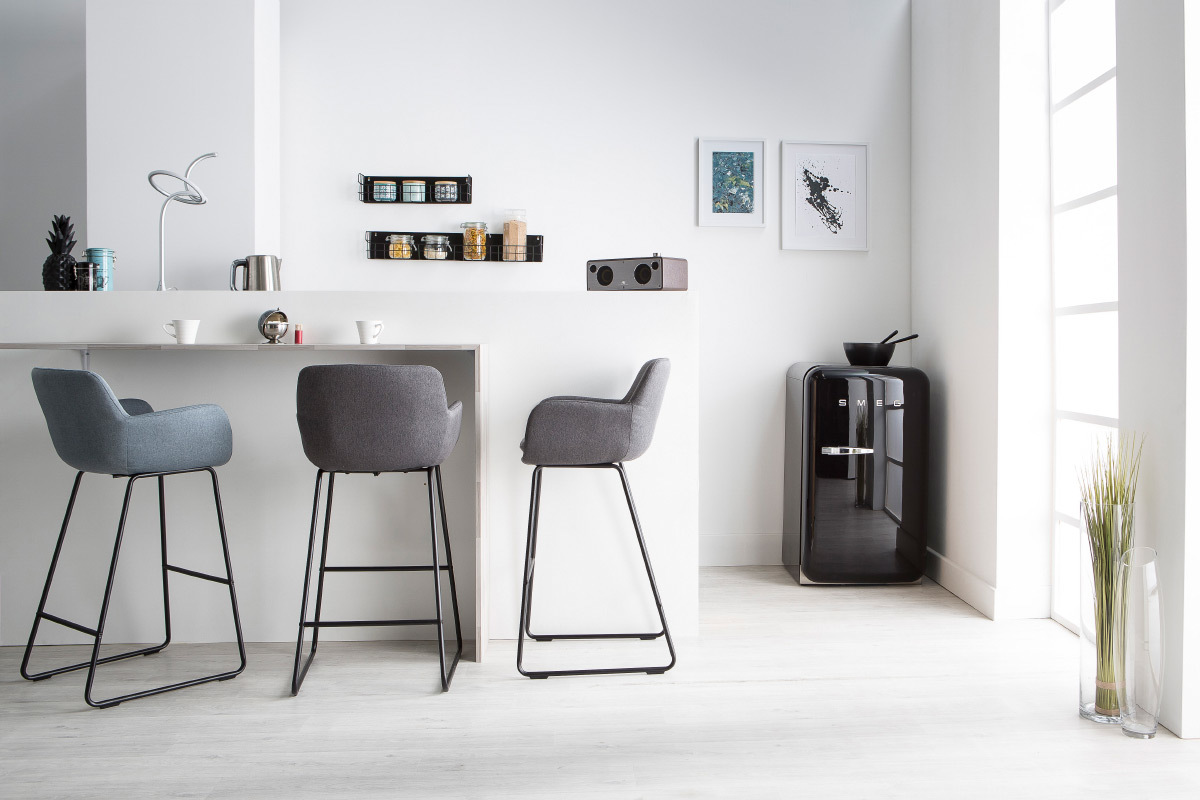 Tabourets de bar tissu gris fonc� H75 cm (lot de 2) AMICA