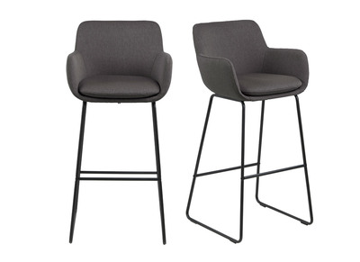 Tabourets de bar tissu gris fonc&eacute; H75 cm (lot de 2) AMICA