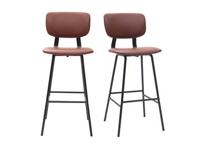 Tabourets de bar vintage marron clair avec pieds m&eacute;tal 75 cm (lot de 2) LAB