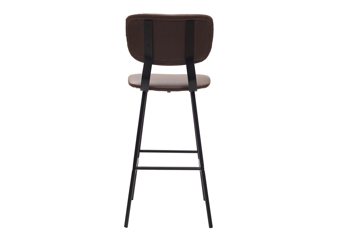 Tabourets de bar vintage marron fonc� avec pieds m�tal 75 cm (lot de 2) LAB