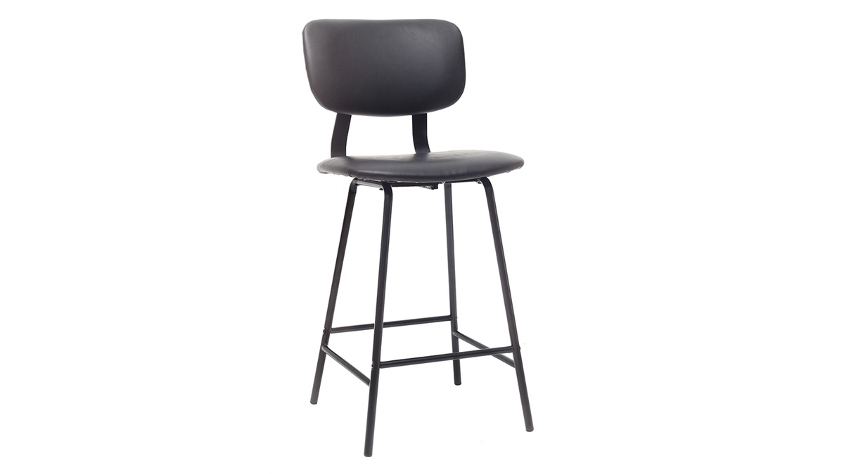 Tabourets de bar vintage noir avec pieds mtal 65cm (lot de 2) LAB