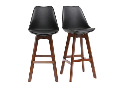 Tabourets de bar vintage noir et noyer 65 cm (lot de 2) PAULINE