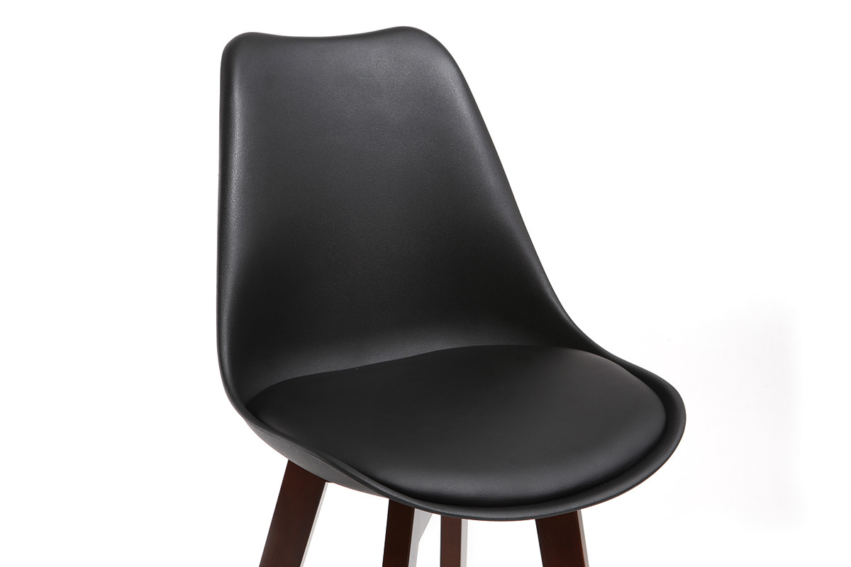 Tabourets de bar vintage noir et noyer 75 cm (lot de 2) PAULINE