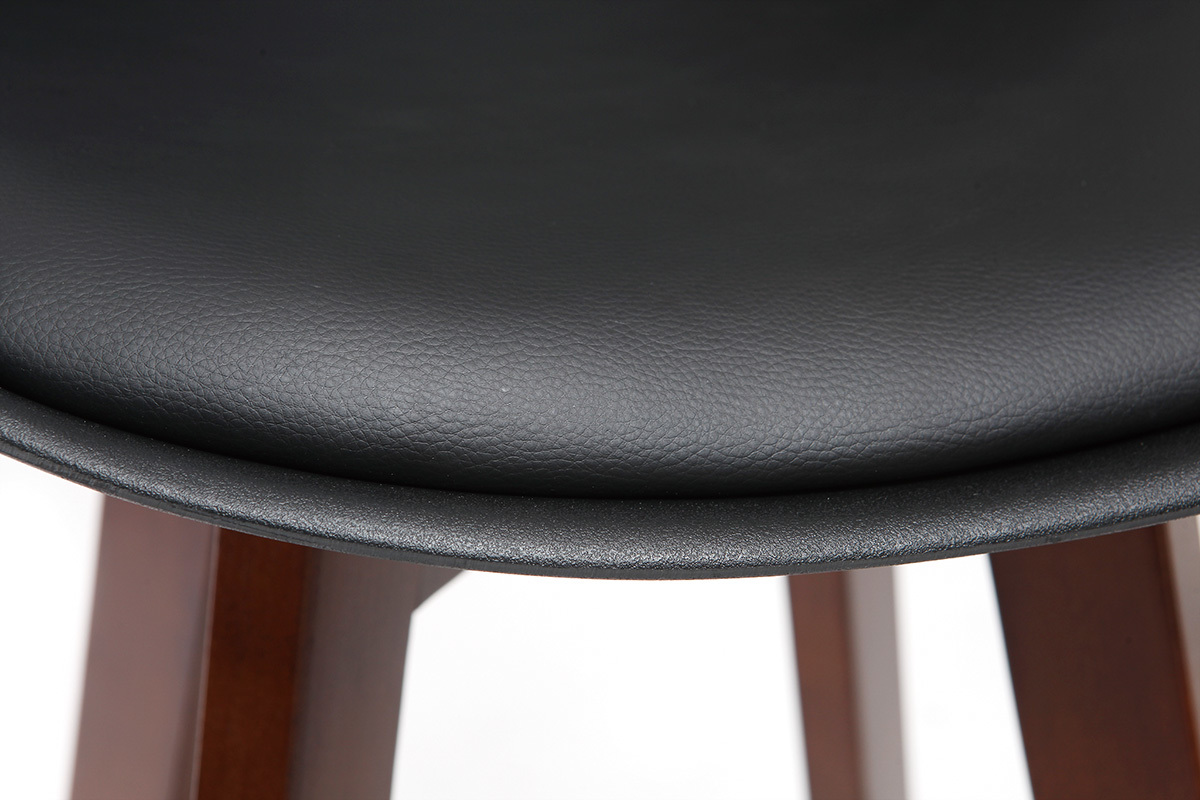 Tabourets de bar vintage noir et noyer 75 cm (lot de 2) PAULINE