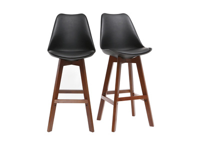 Tabourets de bar vintage noir et noyer 75 cm (lot de 2) PAULINE