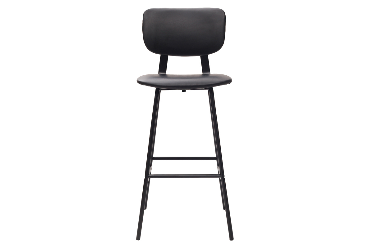 Tabourets de bar vintage noirs avec pieds mtal (lot de 2) LAB