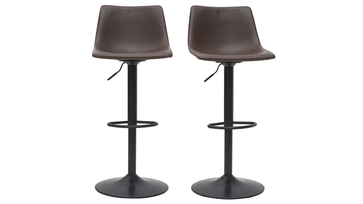 Tabourets de bar vintage rglables pivotants marron (lot de 2) NEW ROCK