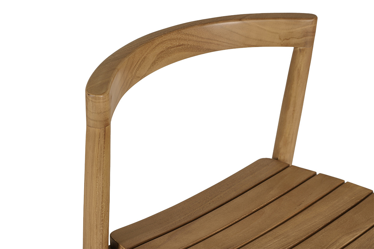 Tabourets de jardin empilables en bois teck massif H70 cm (lot de 2) OMBAK