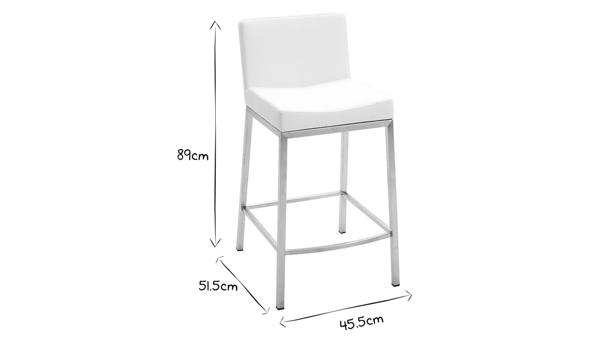 Tabourets design blanc H66 cm (lot de 2) EPSILON