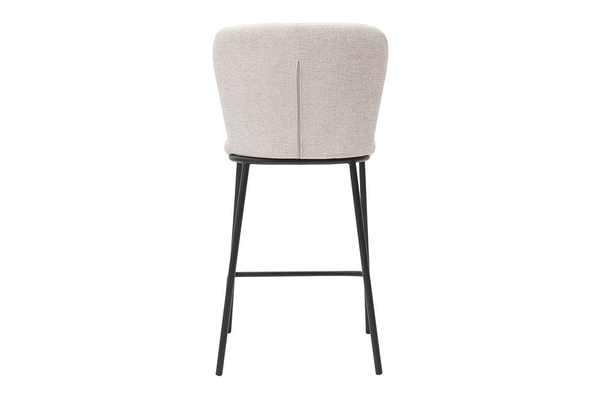 Tabourets en tissu effet velours textur� beige et m�tal noir (lot de 2) LISOR