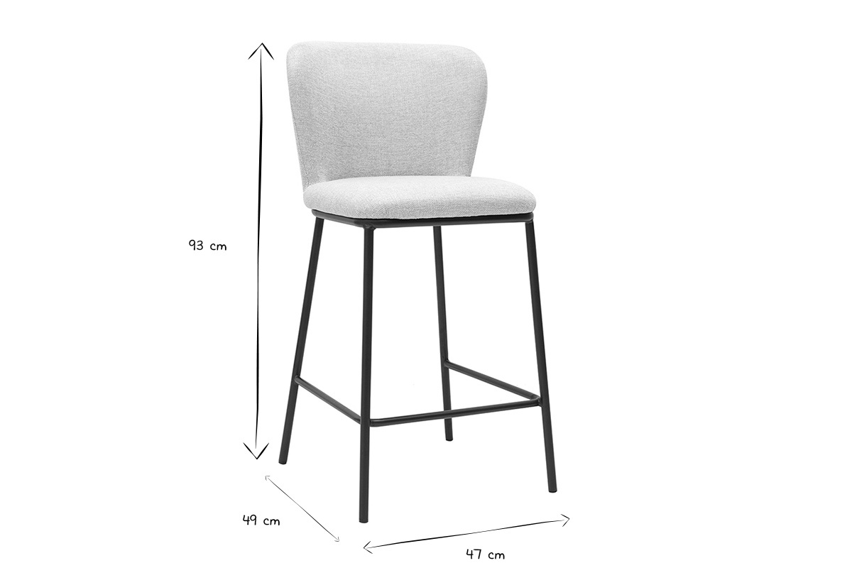 Tabourets en tissu effet velours textur� beige et m�tal noir (lot de 2) LISOR