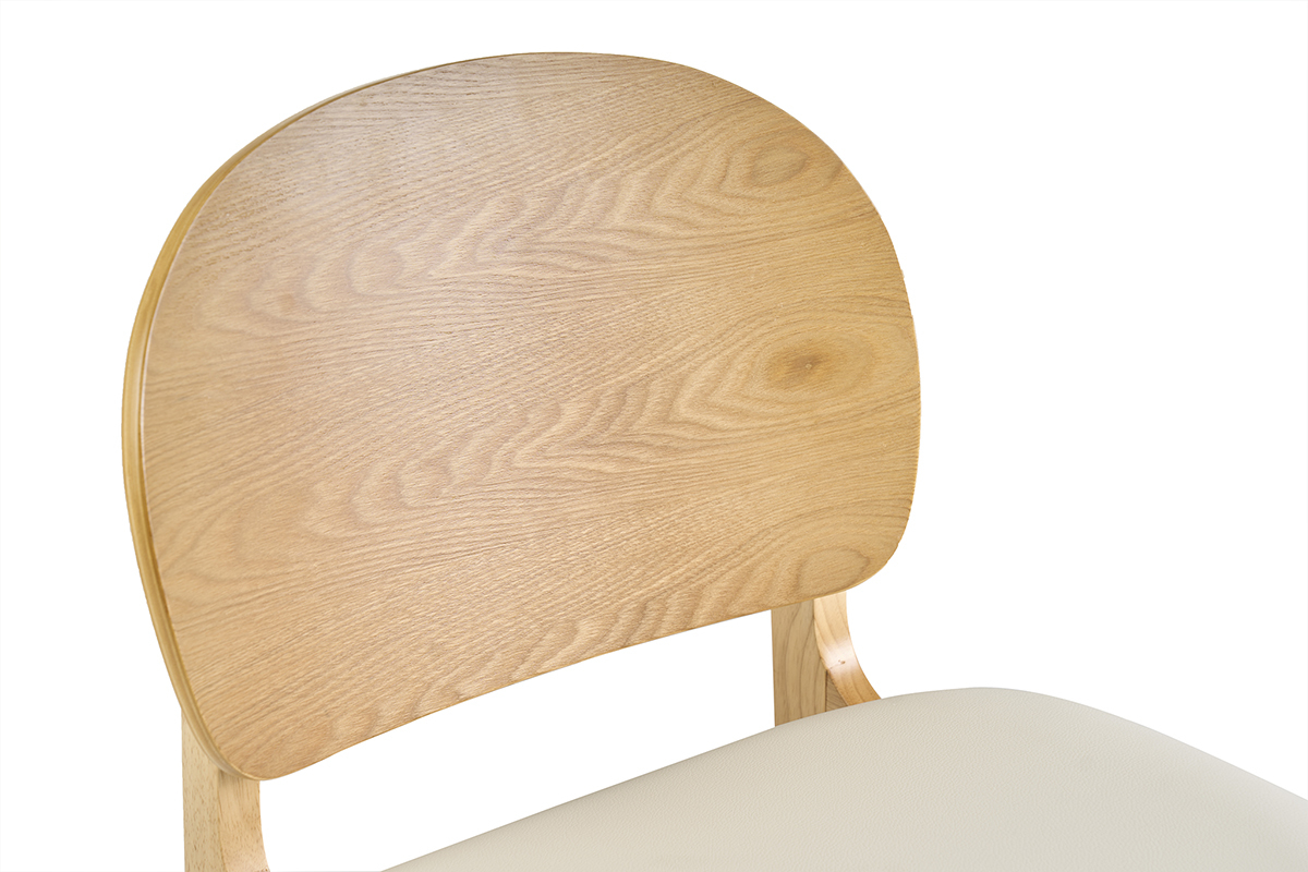 Tabourets scandinaves en bois clair fr�ne et blanc (lot de 2) ELTON