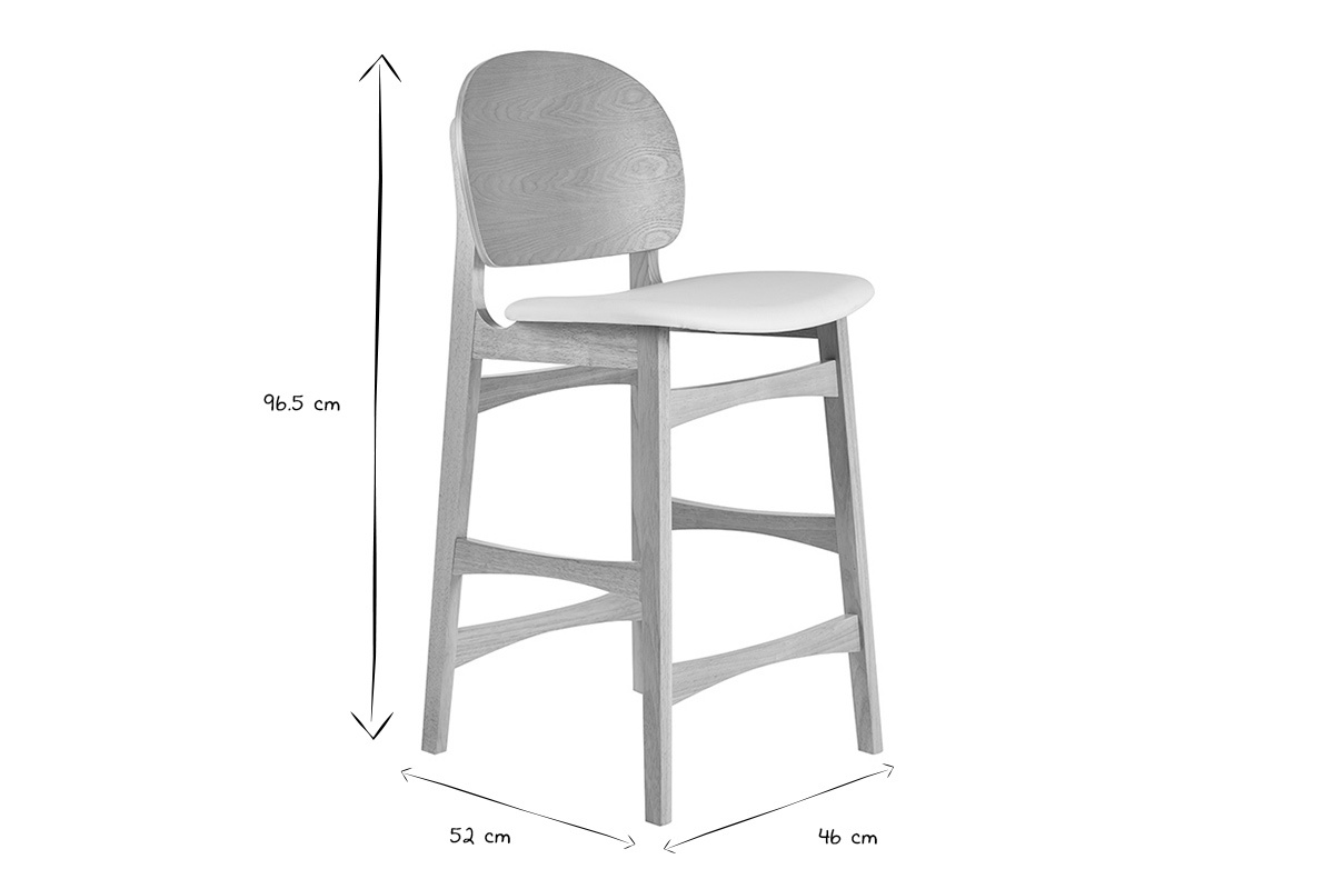 Tabourets scandinaves en bois clair fr�ne et blanc H68 cm (lot de 2) ELTON