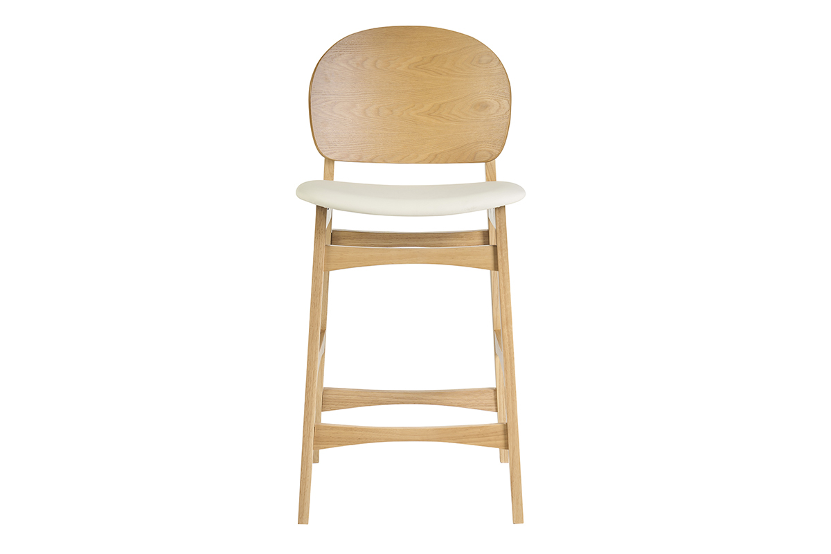 Tabourets scandinaves en bois clair fr�ne et blanc H68 cm (lot de 2) ELTON