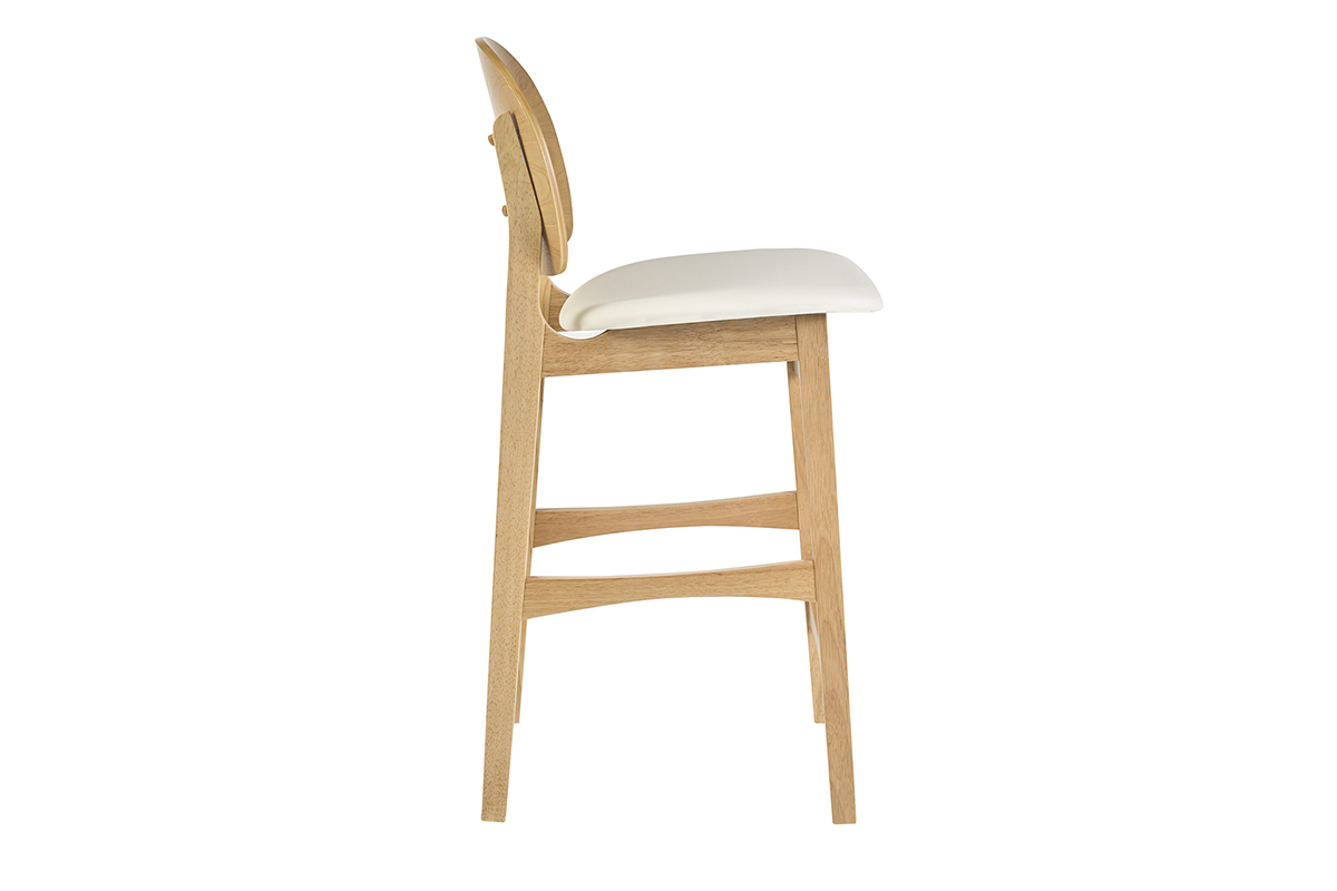 Tabourets scandinaves en bois clair fr�ne et blanc H68 cm (lot de 2) ELTON