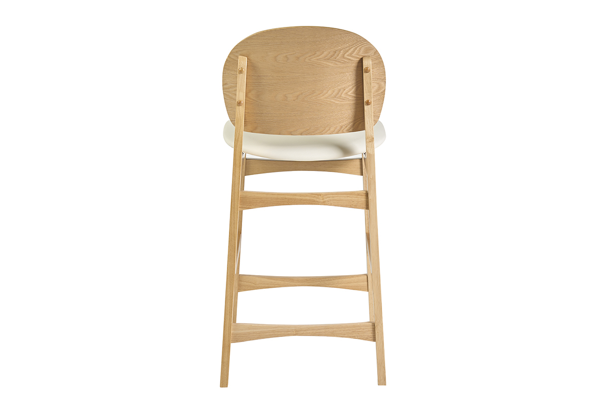 Tabourets scandinaves en bois clair fr�ne et blanc H68 cm (lot de 2) ELTON
