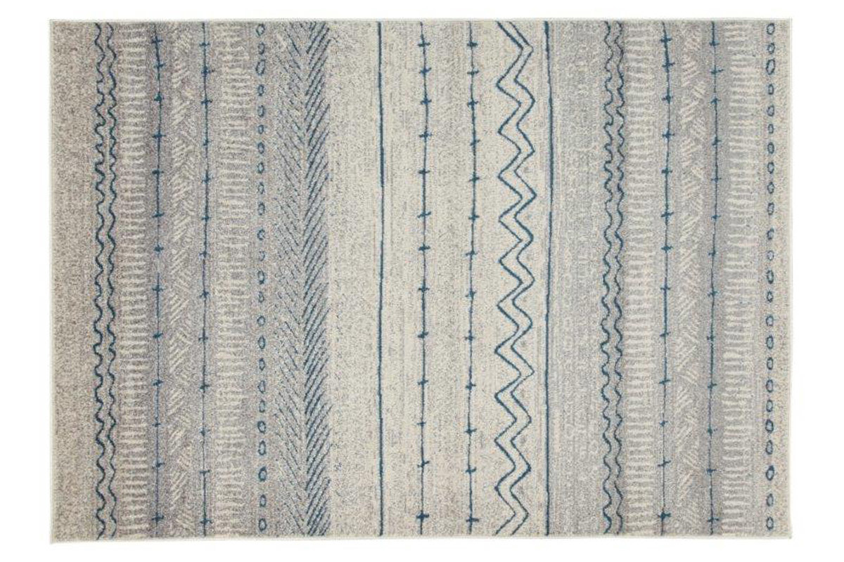 Tapis  motifs beige et bleu 150 x 220 cm TRIBAL