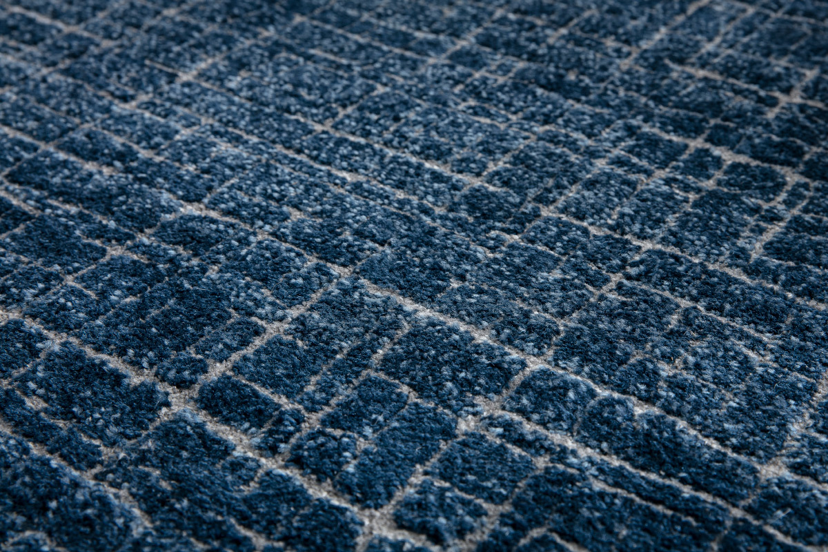 Tapis bleu � motif graphique 160 x 230 cm SAPHIR