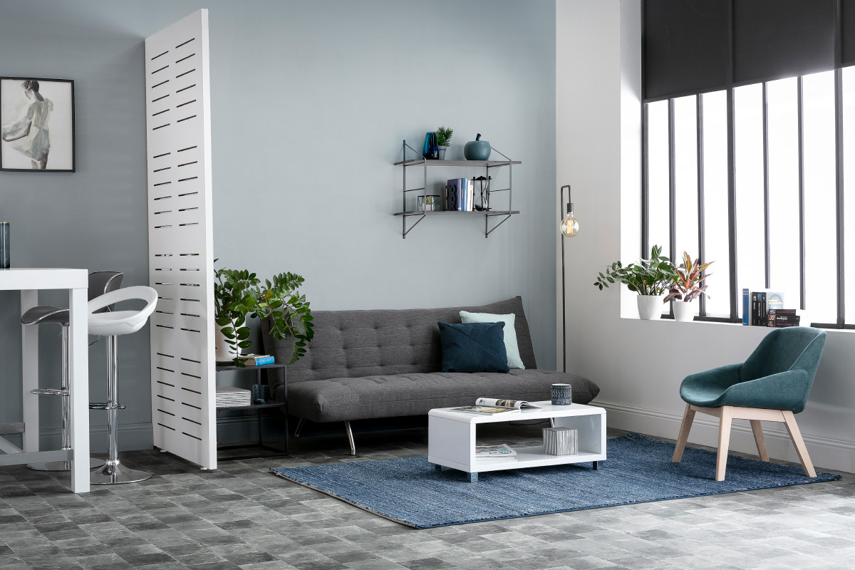 Tapis bleu � motif graphique 160 x 230 cm SAPHIR