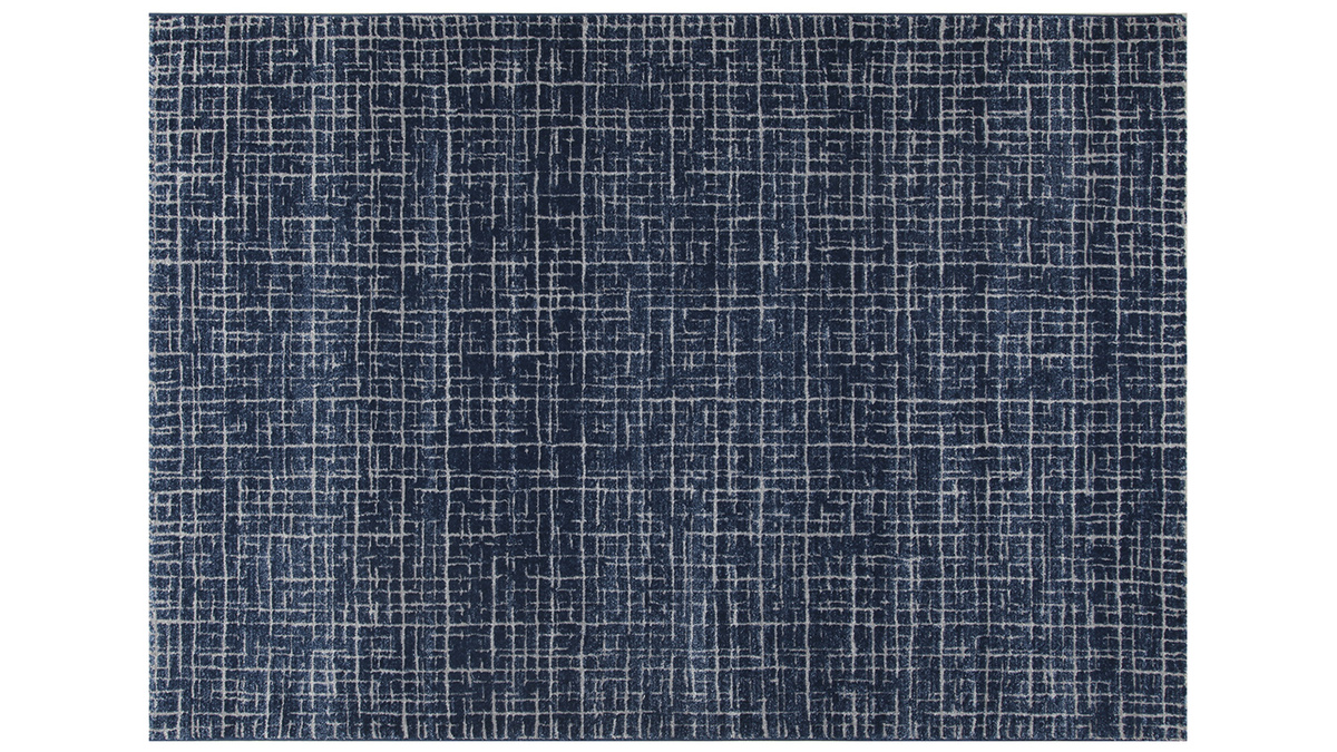 Tapis bleu  motif graphique 200 x 290 cm SAPHIR