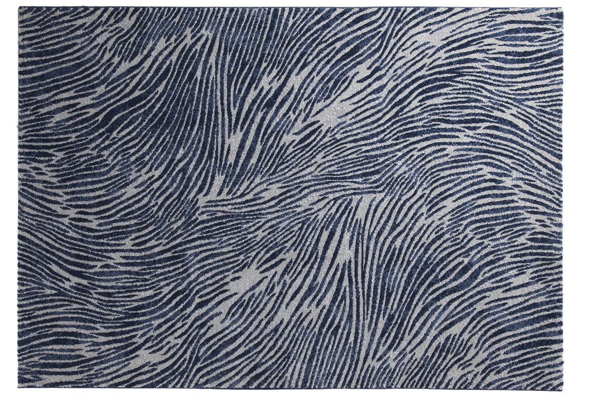 Tapis bleu et gris  motifs 160 x 230 cm SEA