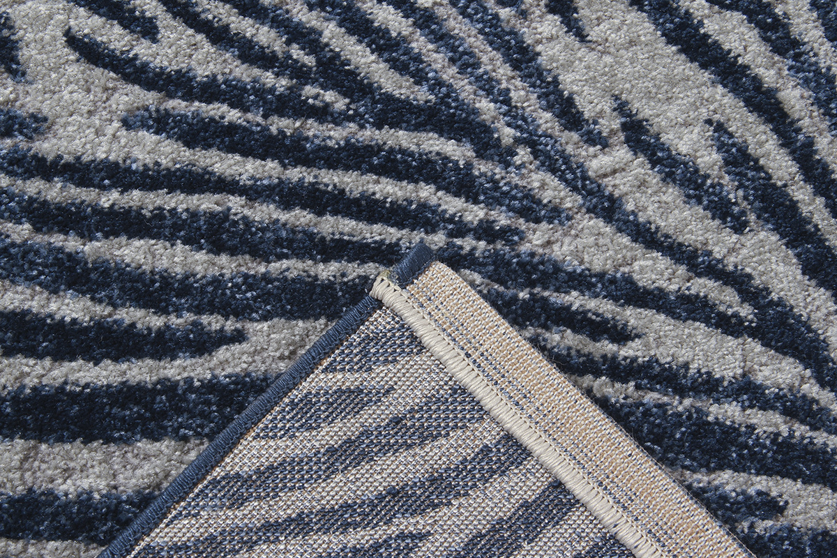 Tapis bleu et gris  motifs 160 x 230 cm SEA